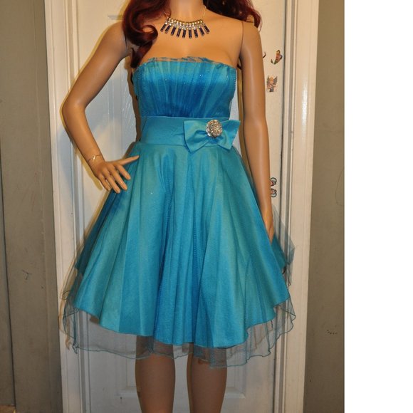 Women's Elegant Dress Mesh Strapless Party Prom Dress Bridesmaid A Line Stretch - Picture 1 of 5